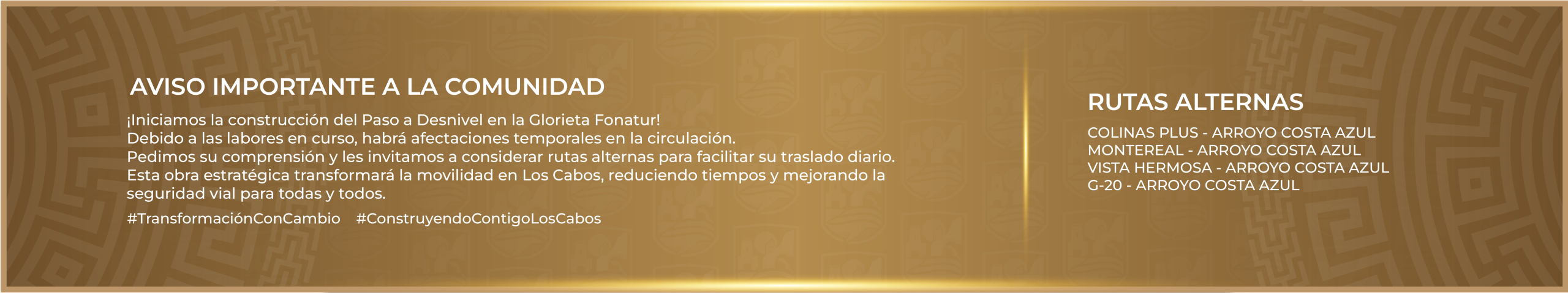 Aviso Rutas Alternas
